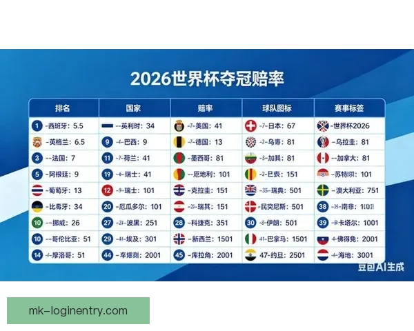 世界杯竞猜赔率变动解析 揭示球队实力与赛果预测趋势